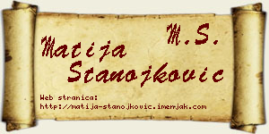 Matija Stanojković vizit kartica